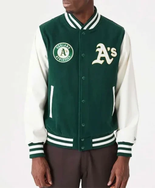 Oakland Athletics Green And White Letterman Varsity Jacket