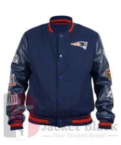 Unisex - New England Patriots 6X Super Bowl Champions Navy Blue Varsity Jacket