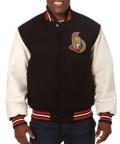 Ottawa Senators NHL Black And White Varsity Jacket