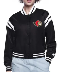 Ottawa Senators Printed Logo Black Varsity Jacket
