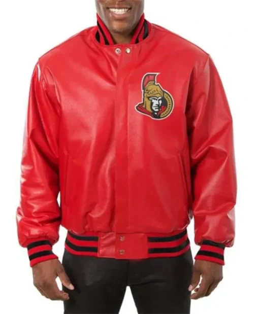 Ottawa Senators Red Leather Varsity Jacket
