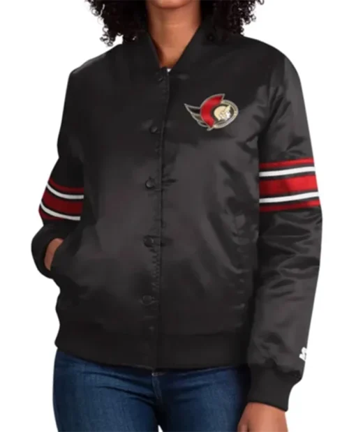 Ottawa Senators Striped Black Varsity Jacket