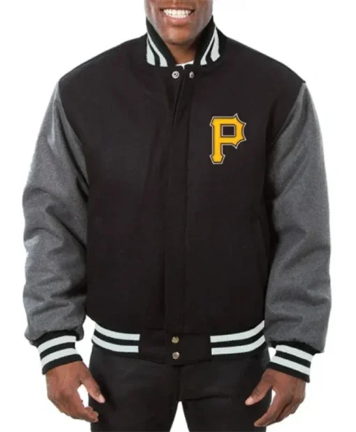 Pittsburgh Pirates Baseball Black And Grey Varsity Jacket