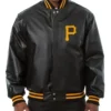 Pittsburgh Pirates Black Leather Varsity Jacket