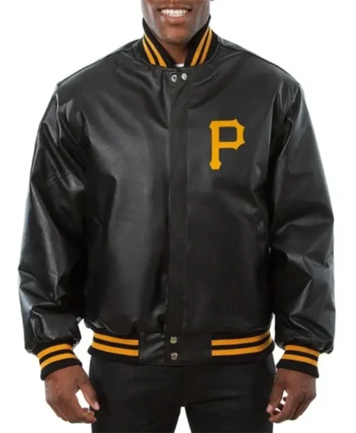 Pittsburgh Pirates Black Leather Varsity Jacket