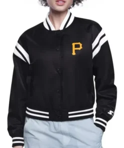 Pittsburgh Pirates Printed Logo Black Varsity Jacket
