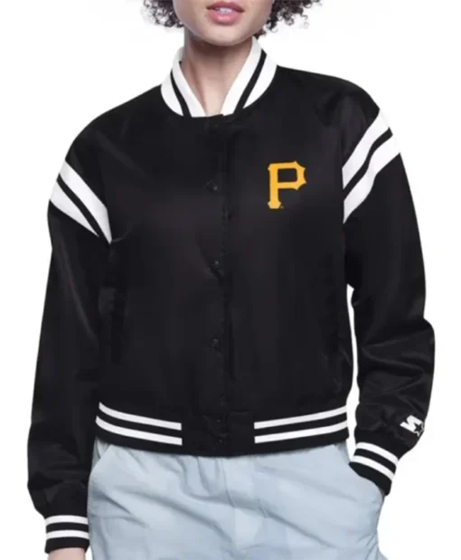 Pittsburgh Pirates Printed Logo Black Varsity Jacket