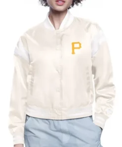Pittsburgh Pirates Printed Logo Cream Varsity Jacket