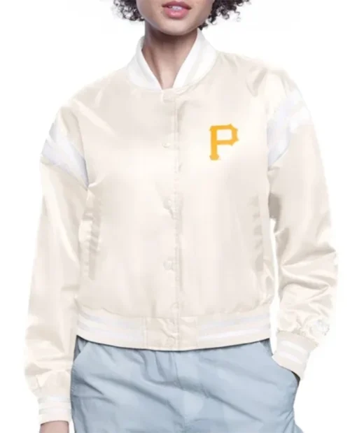 Pittsburgh Pirates Printed Logo Cream Varsity Jacket