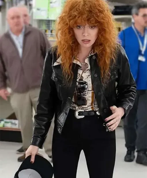 Poker Face 2025 Natasha Lyonne Black Leather Jacket