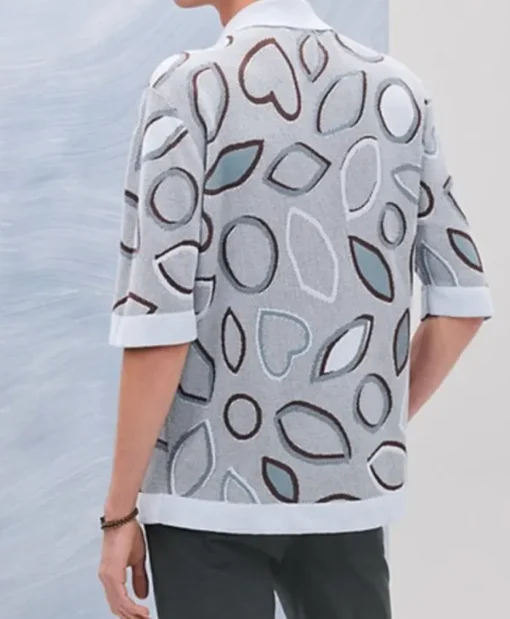 Press Junket 2025 Leo Woodall Leaf Print Grey Shirt