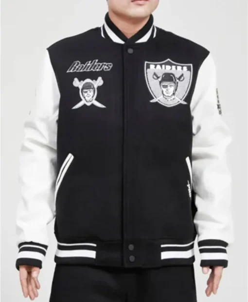 Pro Las Vegas Raiders Black And White Varsity Jacket