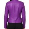 Purple Brando Biker Leather Jacket For Women