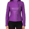 Purple Brando Biker Leather Jacket For Womens