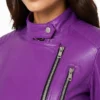 Purple Brando Biker Leather Jacket Women