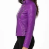 Purple Brando Biker Leather Jacket Womens