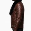 Retro Aviator Brown Leather Fur Jacket For Mens