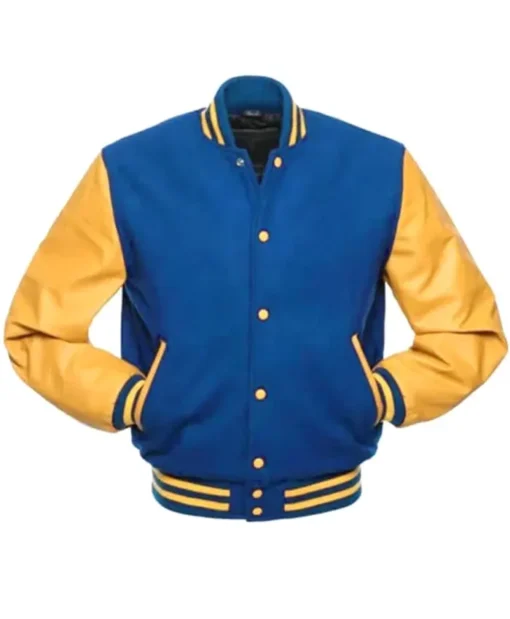 Royal Varsity Gold-Sleeves Leather Jacket