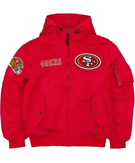 San Francisco 49ers Red Hooded Bomber Jacket