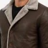 Slim-Fit Brown Leather Jacket with Fur Men