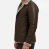 Slim-Fit Brown Leather Jacket with Fur Mens