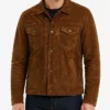 Slim-Fit Brown Suede Leather Jacket For Men