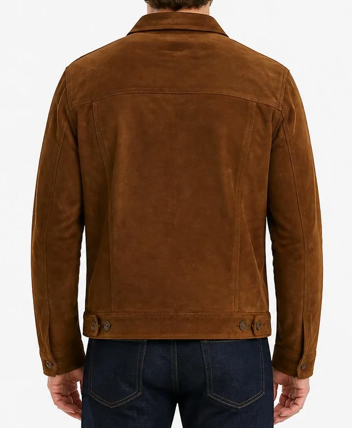 Slim-Fit Brown Suede Leather Jacket For Mens