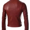 Slim Fit Casual Leather Maroon Jacket