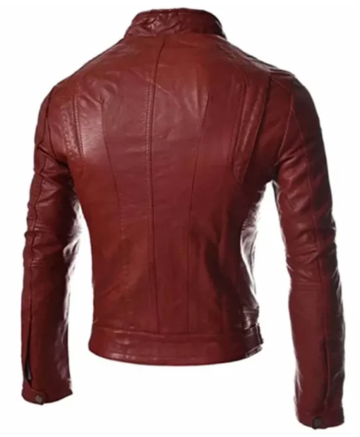 Slim Fit Casual Leather Maroon Jacket