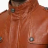 Slim Fit Leather Biker Tan Brown Jacket Men
