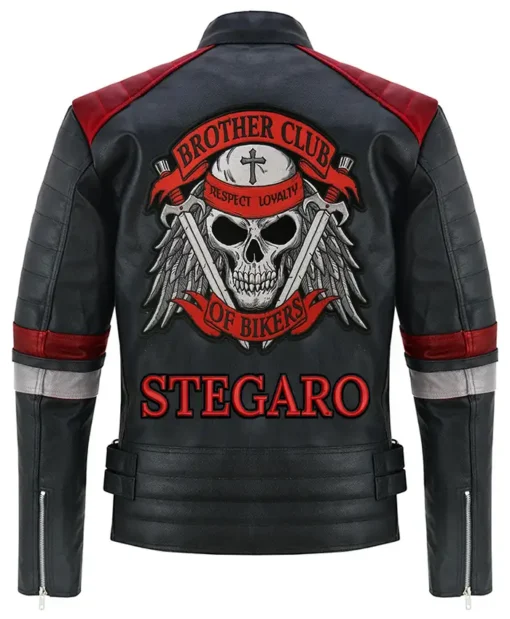 Stegaro Brother Club Black Leather Jacket For Unisex