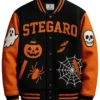 Stegaro Halloween Black And Orange Varsity Jacket