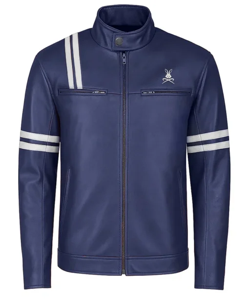 Stegaro Navy Blue Leather Jacket