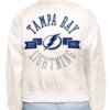Adaptive Bold Logo Tampa Bay Lightning Full-Snap Cream Satin Varsity Jacket