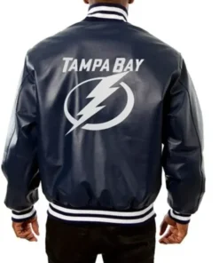 Tampa Bay Lightning Leather Navy Varsity Jacket