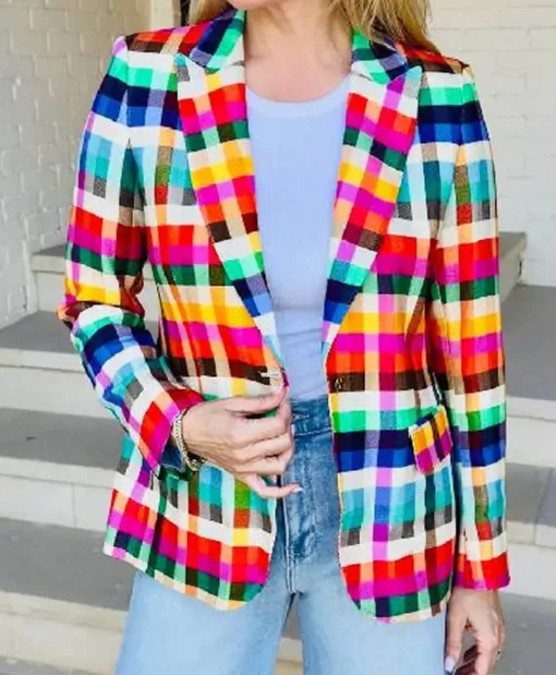 The Social 2025 Andrea Bain Checked Multicolor Blazer