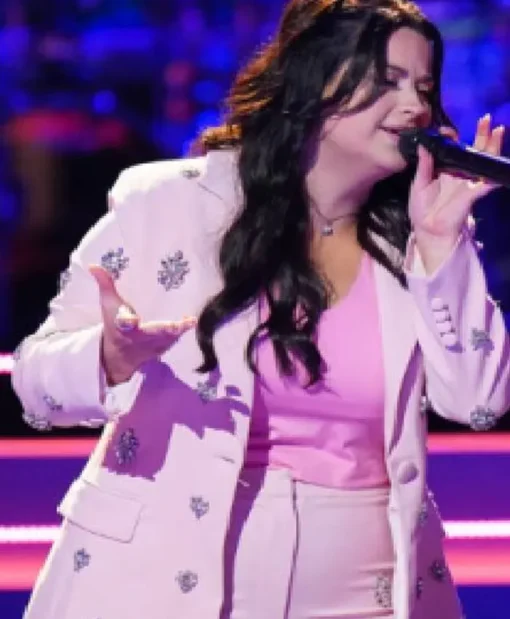 The Voice S27 Jacquelyn George Embellished Pink Blazer