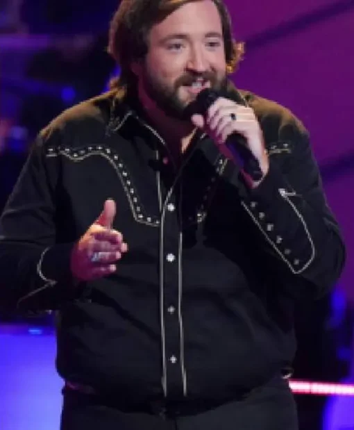 The Voice S27 Jordan Allen Black Studded Shirt