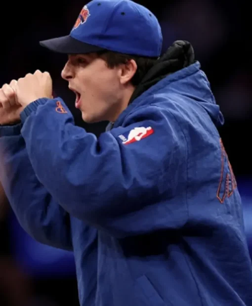 Timothée Chalamet Blue NY Knicks Hooded Jacket