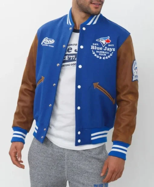 Toronto Blue Jays Blue And Brown Letterman Varsity Jacket