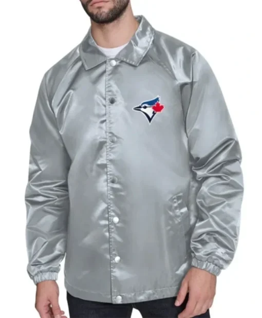 Toronto Blue Jays Retro Logo Coaches Silver Jacket