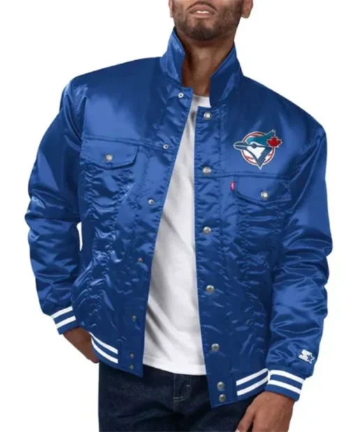 Toronto Blue Jays Royal Blue Trucker Varsity Jacket