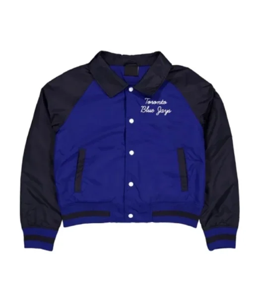 Toronto Blue Jays Throwback Blue And Black Varsity Jacket