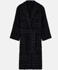 Versace Black Hooded Robe