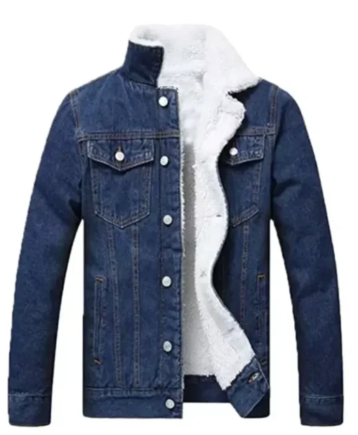 Vintage Blue Shearling Denim Jacket