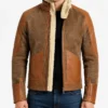 Warm Pilot Winter Shearling Leather Jacket For Mens