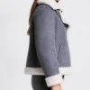 Women Grey Shearling Suede Jacket