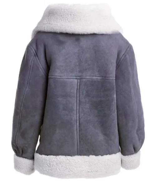 Women Suede Grey Shearling Jacket