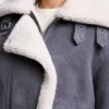 Women Suede Shearling Grey Jacket