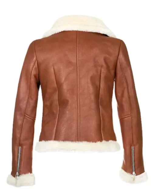 Women's Aviator Shearling Chestnut Leather Jacket